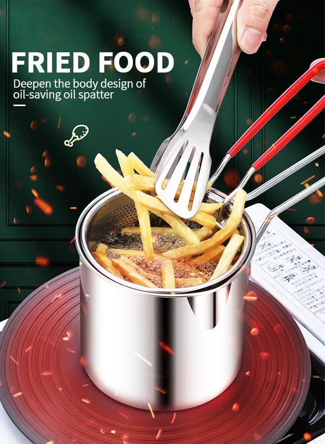 EETU Deep Fryer Pot,1.2L 304 Stainless Steel Japanese Style Fryer Pan With Oil Filter Mesh,Lid And Clip,Non Stick Fryer Uniform Heating For General Purpose Gas Stove,4PCS - Image 5